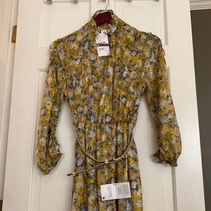 Zara floral belted midi dress, size XS